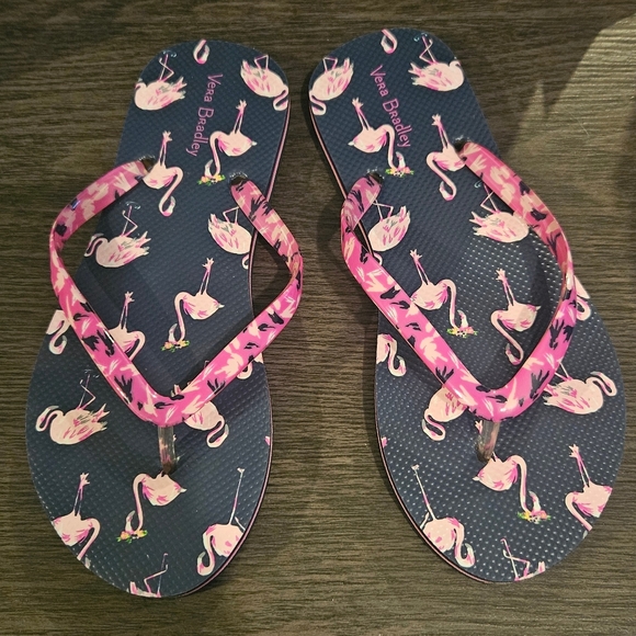 New without Tags ♡ VERA BRADLEY Flamingo Flip Flops sz 5-6 Sandles - Picture 5 of 9